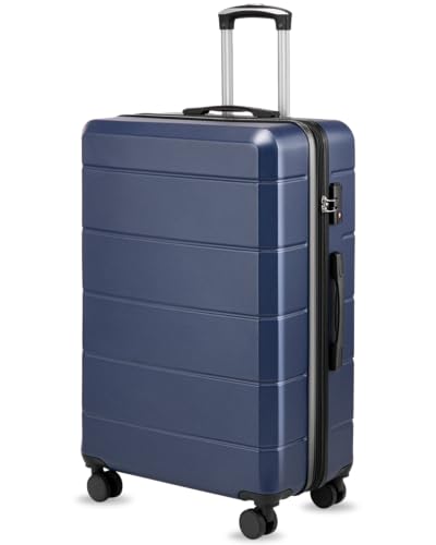 28 Inch Luggage, Expandable Hardside Large Checked Suitcases with Wheels, Blue