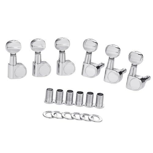 Guitar Tuning Pieces 6 Inline Guitar 2 Pin Tuners Tuning Keys Pegs Machine Heads(Silver,Mini)