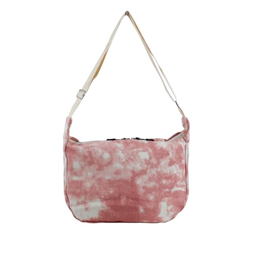 Shoulder Bag for Women, Crossbody Bag with Zipper and Adjustable Shoulder Strap, Canvas Crescent Bag Tie-dye Style