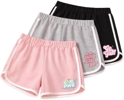 LILY &amp; JADE Kids Girls Cotton Shorts Combo Pack Soft Lightweight Breathable Elastic Waist Casual Summer Shorts Shors