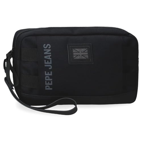 Pepe Jeans Matlock Bolso de Mano Negro 24,5x15x6 cms Piel Sintética y Poliéster by Joumma Bags