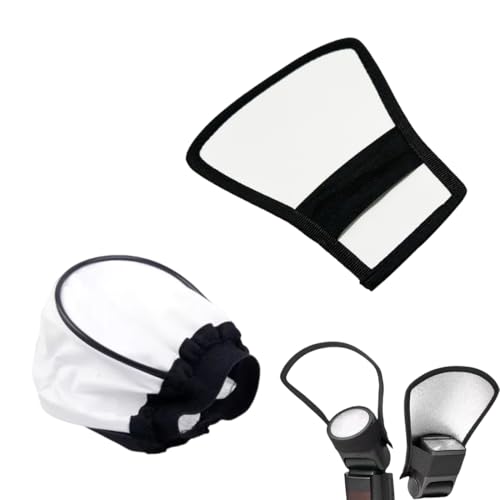 AOEVUIR 2 Stück Universal Blitz Diffusor Mini Blitz Reflektor 2 in 1 Blitz Reflektor Leichter Speedlite-Softbox-Diffusor Universal Stoff Diffusor Silber