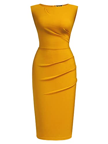 Image of Miusol Women's Retro Ruffle Style Slim Work Pencil Dress