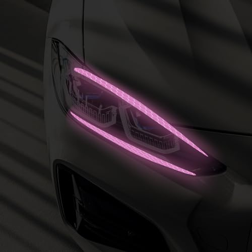 Image of 4 Pcs Reflective Eyeliner Car Decals-2 Pair Super Bright Vinyl Stickers for Headlights, High Reflective Car Headlight Eyelashes Sticker Cute Girl Car Accessory (Purple)