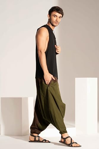 Image of The Veshti Company Stylish Harem Pants for Men's Cotton Hippie Style Baggy Oversized Yoga Pajama Pant