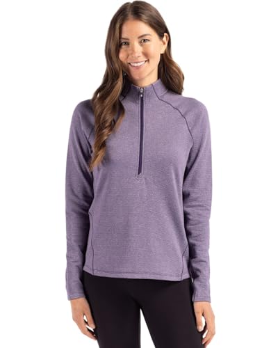 Cutter & Buck Peshastin Eco Fleece Recycled Womens Half Zip Pullover, College Purple Heather, XS