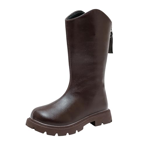 IWIHMIV Toddler Girls Western Boots Mid Calf Cowboy Boot Non Slip Kids Round Toe Riding Shoes Party Dress Up