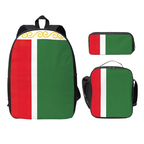 Sac à dos drapeau République tchétchène 3-en-1 ultra léger avec boîte déjeuner