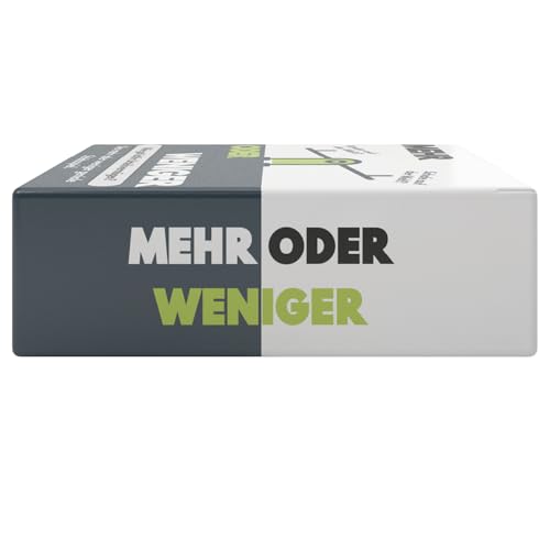More or Less | Mehr Oder Weniger Kartenspiel | Wie gut ist Ihr Urteilsvermögen? Spiel für Erwachsene, Famile & Kinder | 2+ Spieler | Familienspiel | Reisespiel |