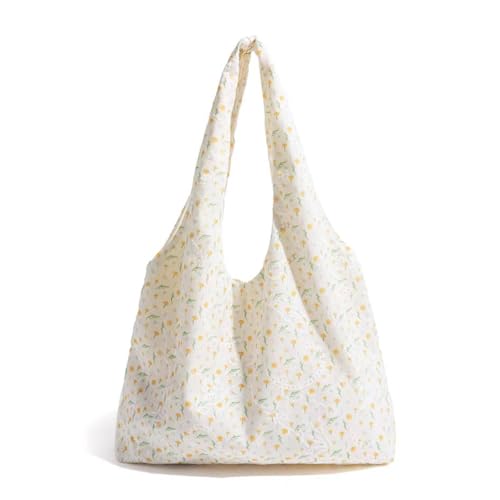 YanZhou reusable grocery handbag with handle, suitable for women, men, travel, beach, camping, hiking, shopping,tote bag (蒲公英)