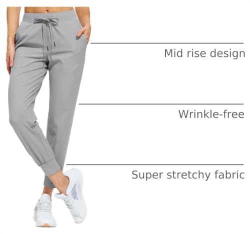 Image of Libin Women's Joggers Pants Athletic Casual Sweatpants Petite /Regular /Tall | Running, Workout, Gym, Yoga, Lounge, Travel, Golf Clothes with Pockets, 4 way stretch, Tapered, Dance Trousers