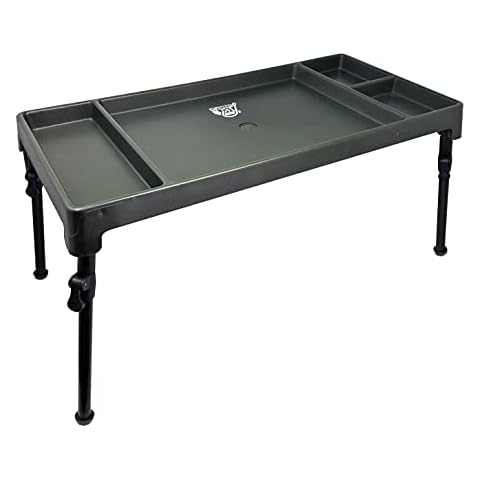 Carp On - Bivvy Table Fully Adjustable Folding Legs & Large Versatile Recessed 4 Sectional Tray Surface - 29cm X 59.5cm (H: 25cm To 40cm) Great For Fishing And Camping [25-3302] Cover