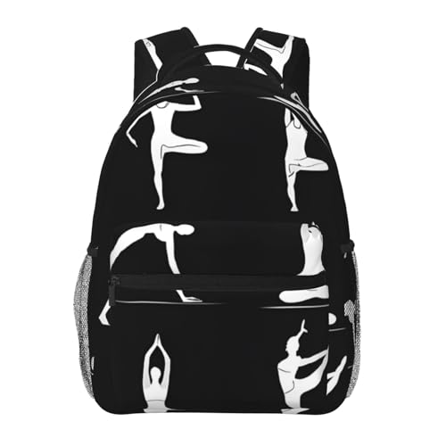 Sac à dos pour ordinateur portable Yoga noir grande capacité pour école et loisirs