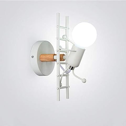 Azanaz LED Wall Light Fixtures E27 Indoor Creative Cartoon Little People Mini Wall Sconces Lighting Humanoid Modern Metal Bedside Lamps for Kidsroom Bedrooms Decor Doll Wall Lamp MAX 40W White Cover