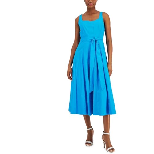 Anne Klein Damen Seamed Fit & Flare Midi Dress Kleid, Aqua, 40