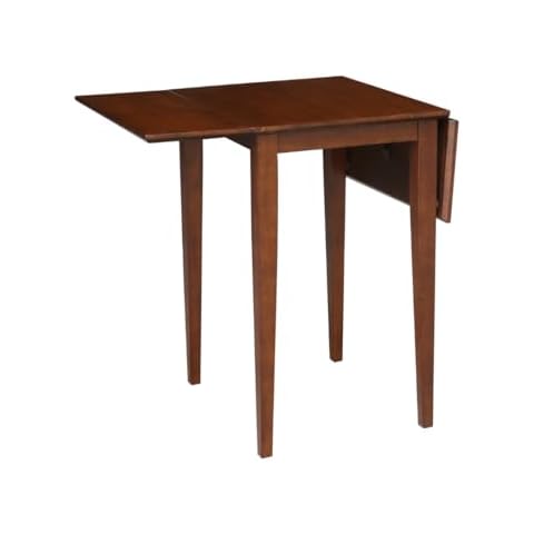 IC International Concepts, Small Drop Leaf Dining Table with Dual 9" Drop Leaf, Solid Real Wood, Sturdy Parawood, Dimensions 36"W x 22"D x 29"H, Espresso Cover