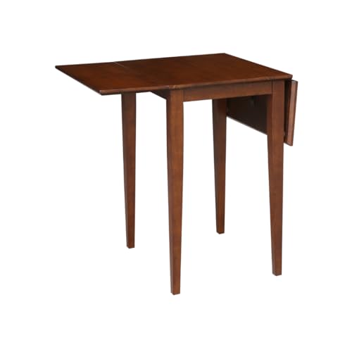 IC International Concepts, Small Drop Leaf Dining Table with Dual 9' Drop Leaf, Solid Real Wood, Sturdy Parawood, Dimensions 36'W x 22'D x 29'H, Espresso