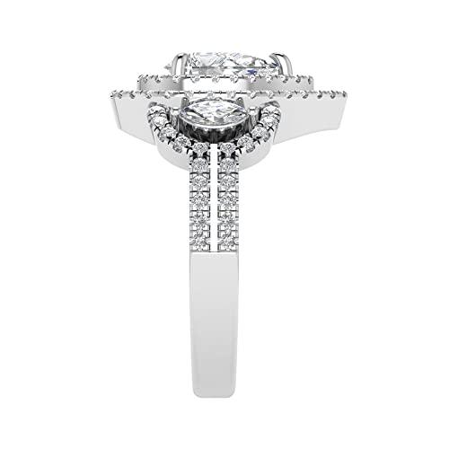 Sterling Silver Cubic Zirconia Dainty Two Piece Pear And Marquise Two Piece Pear Shaped Halo Engagement Ring Cz Trio Ring Stackable Bridal Set (6) #TOP6