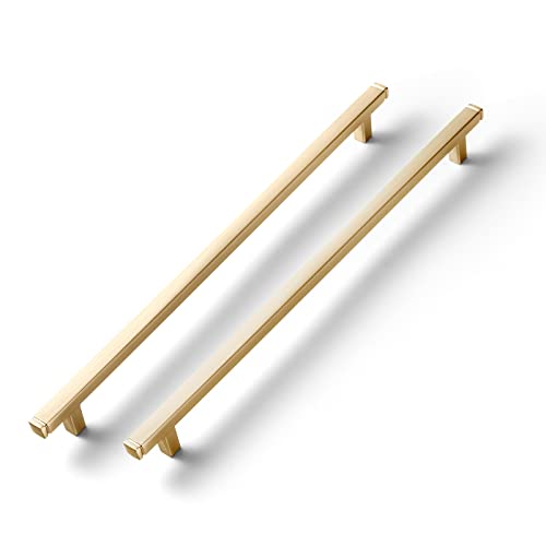Goo-Ki 6 Pack 10 in (256mm) Hole Center Cabinet Pulls Light Brushed Brass Zinc Alloy Kitchen Drawer Pulls Drawer Handles 11-4/5 Inch Length 1814-BS-256