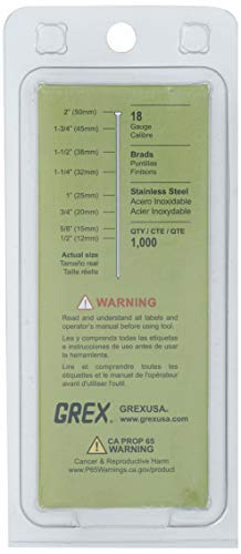 Grex Gsb18-32 1-1/4 In. 18 Ga. Brad Nails, Stainless Steel 304, 1M #TOP4