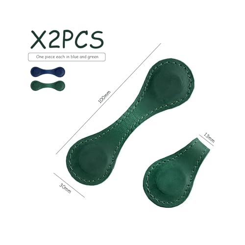 2 Pieces of Magnetic Book Holders, Magnetic Bookmarks, Magnetic Leather Bookmarks, Book Bookmarks, Magnetic Clips, Magnetic Book Holders, Double-Sided Ledger Clips (Dark Blue, Green) - Image 2