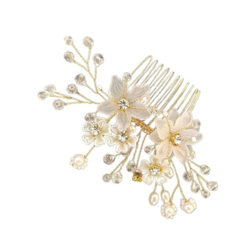 エレガントなブライダルヘアコームにスタイリッシュなパールとクリスタルが付属し、結婚式用品や特別な日に使用できます
