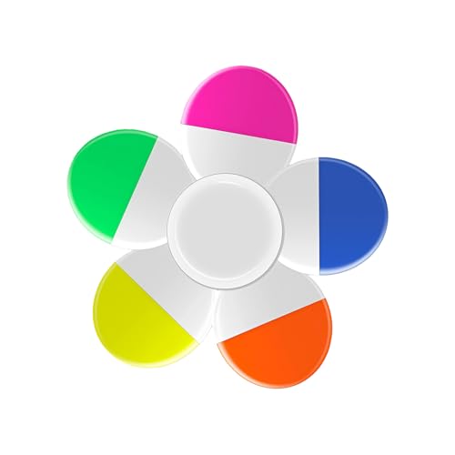 Stress Relief Spinner Highlighter Pen 5 Color Fluorescent Highlighter Marker Pen for Note Taking Color Coding Journaling Fun Wri