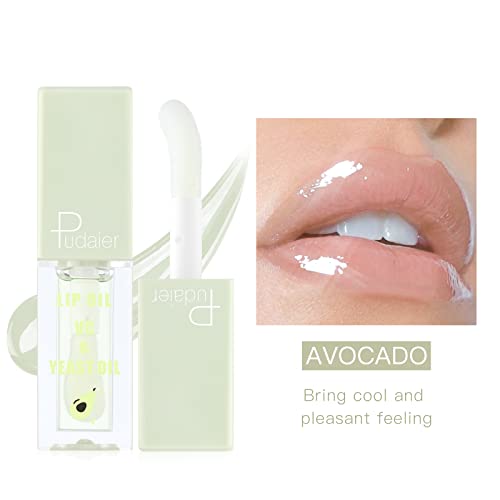 Marine Forest Pudaier Hydrating Fruit Extract Lip Oil Tinted For Dry Lip And Lip Care, Shiny And Moisturizing Transparent Lip Oil Gloss (Avocado) #TOP1