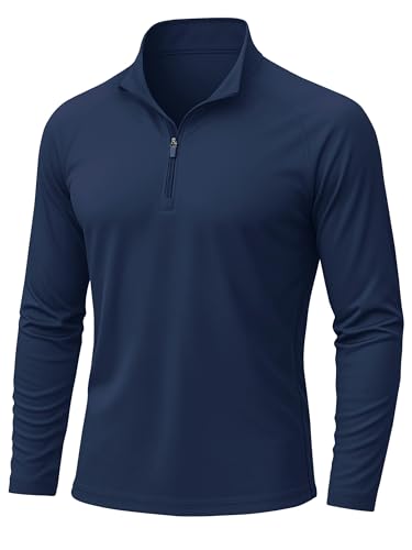 KEFITEVD UPF 50 Long Sleeve Men Quick Dry 1/4 Zip