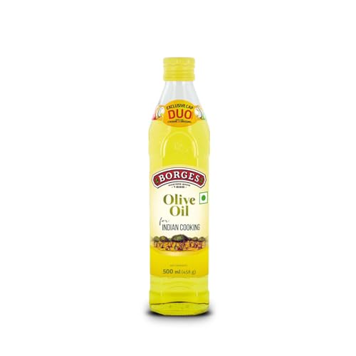 Borges Olive Oil for Indian Cooking - 500 ml |Extra Light |Packed in Spain |Light Flavour |75% MUFA | Ideal for daily cooking: deep fry, tadka, curries