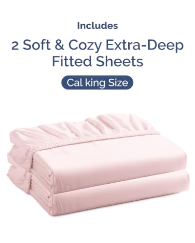 Image of CGK Linens 2 Pack Extra Deep Cal King Fitted Sheets - Lavender Pink