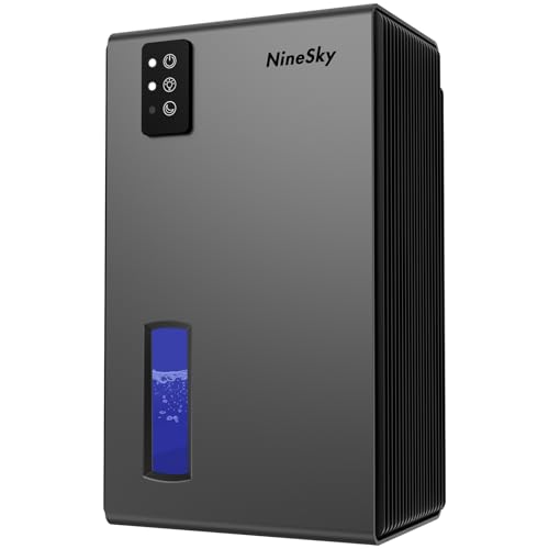 NineSky Dehumidifier, 1000 sq.ft Dehumidifiers for Home with 95oz Large Water Tank,Quiet Dehumidifier with 7-Color Ambient Light & Auto Shut Off, Dehumidifier for Basement, Bedroom, Bathroom (Grey)