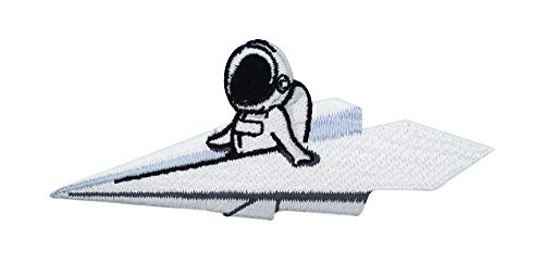 Finally Home Astronaut auf Papierflieger Patch zum Aufbügeln | Lustiger Weltraum Patches, Alien Bügelflicken, Nasa Flicken, Ufo Aufnäher für Klamotten