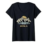 Womens Silvis Illinois Mountain Sunset Sunrise IL V-Neck T-Shirt