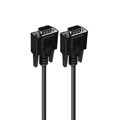 APM Câble VGA 5m Mâle/Mâle avec Connecteurs à Vis, 15 Broches, Noyaux Ferrites, Plaqué Nickel, Compatible Moniteur LCD/LED Haute Résolution, PC vers...