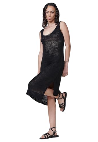 Koroshi Vestido de Tirantes de Tricot para Mujer, de Color Black, Talla S