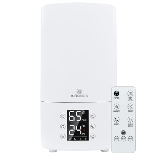 Aironex Luchtbevochtiger 3.8 Liter - Topfill - Aroma - Luchtbevochtigers - Humidifier - Geschikt voor Woonkamer, Kantoor, Babykamer, Slaapkamer