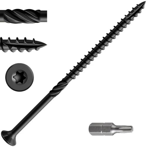 Wensilon #10 * 4" Black Deck Screws, (106pcs) 2 lbs.Exterior Wood Screws, Rust Resistant epoxy Coated, Bronze, T25 Star Bit