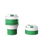 Housurprise Silicone Collapsible Cup Foldable Travel Mug with Lids Portable Coffee Mug BPA Free Reus