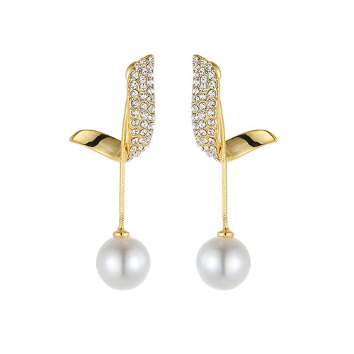 Boucles d'oreilles cœur rouge et perles en argent plaqué or S925