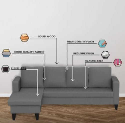Image of The MM Furniture store Premium Fabric Sofa - Ash (5 Seater - LHS)