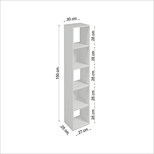 Estante para Livros Falkk Torre 5 nichos 150cm Amadeirada