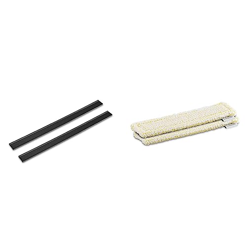 Kärcher 28 cm Abziehlippen für Akku-Fenstersauger, streifenfreie Reinigung ohne heruntertropfendes Wasser & WV Mikrofaser-Wischbezug Indoor (Bundle mit 2 Stück)