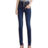 Material: Baumwolle nobrand Damen Spring Jeans Hohe Taille Skinny Pants Fleece gefüttert Elastic Jeggings Casual Plus Size Jeans Frauen Warme Jeans
