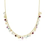 Ross-Simons 12.40 ct. t.w. Multi-Gemstone Necklace in 18kt Gold Over Sterling. 18 inches
