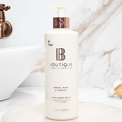 Boutique Amber, Musk & Vanilla Hand & Body Lotion, Hydrates and Nourishes Skin, Leaves Skin Soft and Supple 500ml