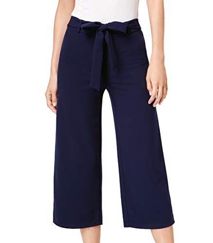 Maison Jules Pull-On Tie-Waist Cropped Pants (Blue Notte, XXL)