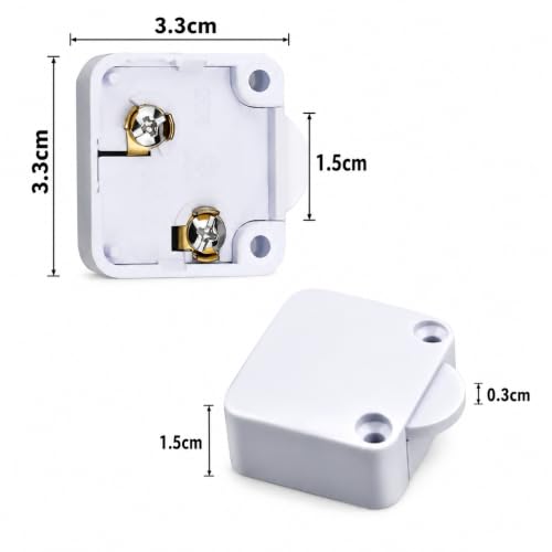 Image of Automatic Wardrobe Cabinet Door Light Switch, Push-to-Off Door Activated Switch for Wardrobe, Closet, Cupboard, Cabinet & Furniture Lights, White, Pack of 8