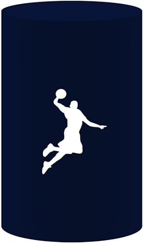 Miniatura 2 de Fundas de soporte cilíndrico azul marino con temática de baloncesto para fiestas de cumpleaños de niños, cubierta de pedestal con patrón de jugador