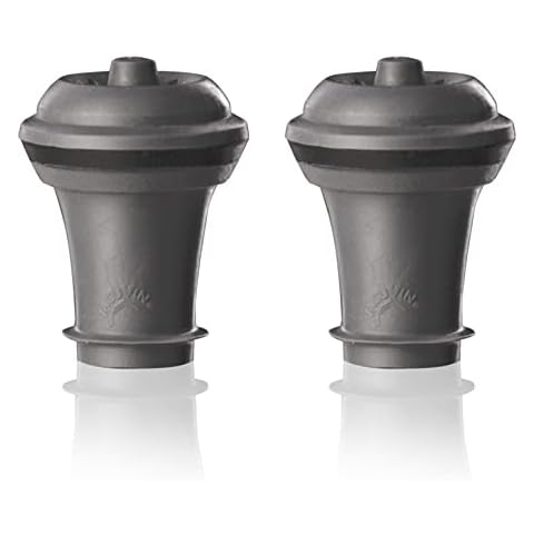 Vacu Vin Wine Saver Vacuum Stoppers - Set of 2 - Gray - for Wine Bottles - Keep Wine Fresh for Up to a Week with Airtight Seal - Compatible with Vacu Vin Wine Saver Pump Cover